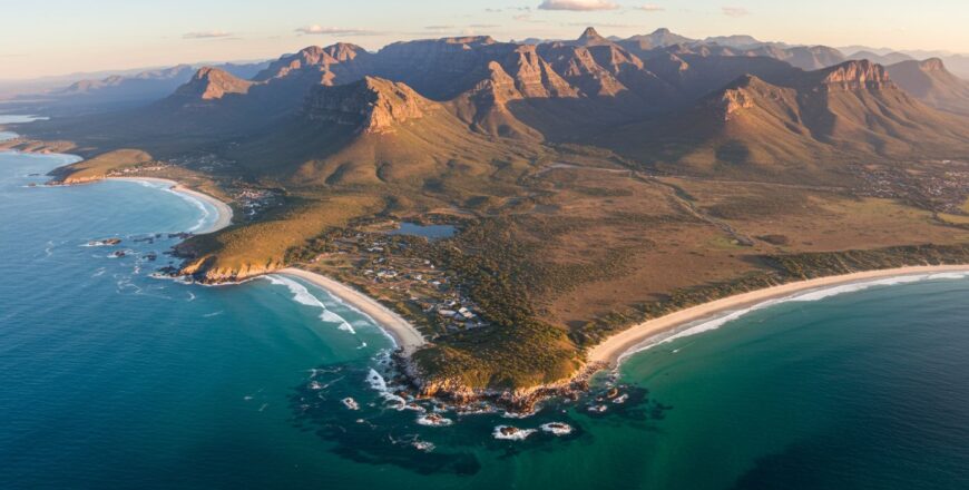 photorealistic-aerial-view-of-the-diverse-landscapes-of-South-Africa,-including-a-coastline,-mountains,-and-savannah,-great-lighting.